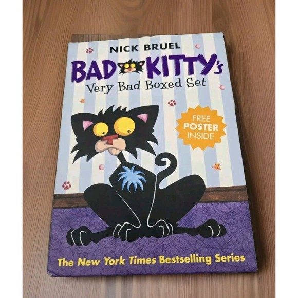 Bad Kittys Very Bad Boxed Set 3 Books Poster Gets A Bath Happy Birthday Vs Uncle - Picture 1 of 14